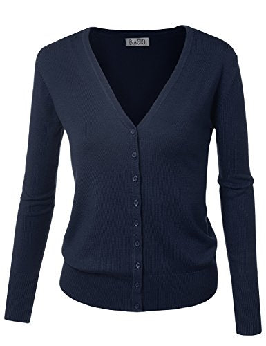 BIADANI Women Button Down Long Sleeve Basic Soft Knit Cardigan Sweater ...