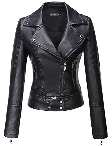 Women's Faux Leather Moto Biker Short Coat Jacket – Dresscount