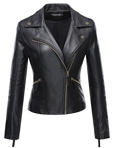 Women's Faux Leather Moto Biker Short Coat Jacket – Dresscount
