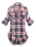 Match Women's Long Sleeve Flannel Plaid Shirt – Dresscount