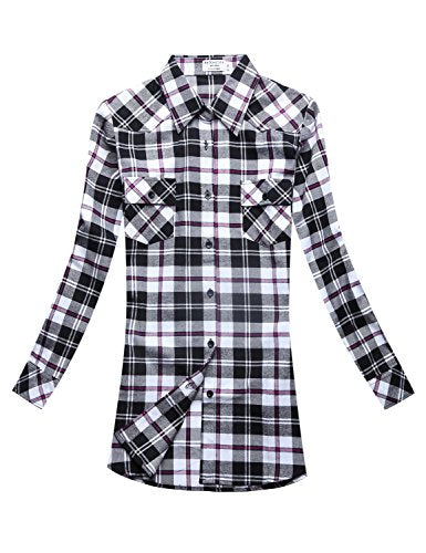 Match Women's Long Sleeve Flannel Plaid Shirt – Dresscount