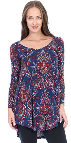 Popana Women's Tunic Tops For Leggings - Long Sleeve Vneck Shirt - Reg ...