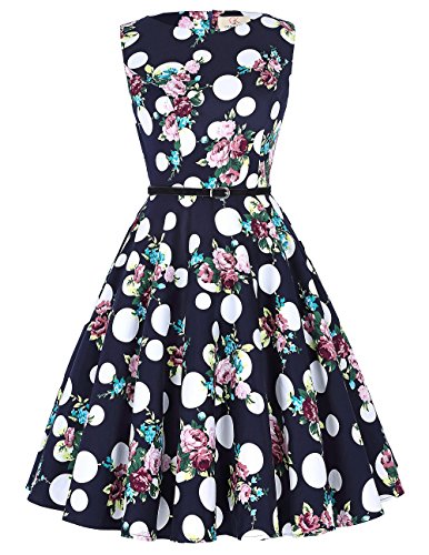 Boatneck Sleeveless Vintage Tea Swing Dress With Belt – Dresscount