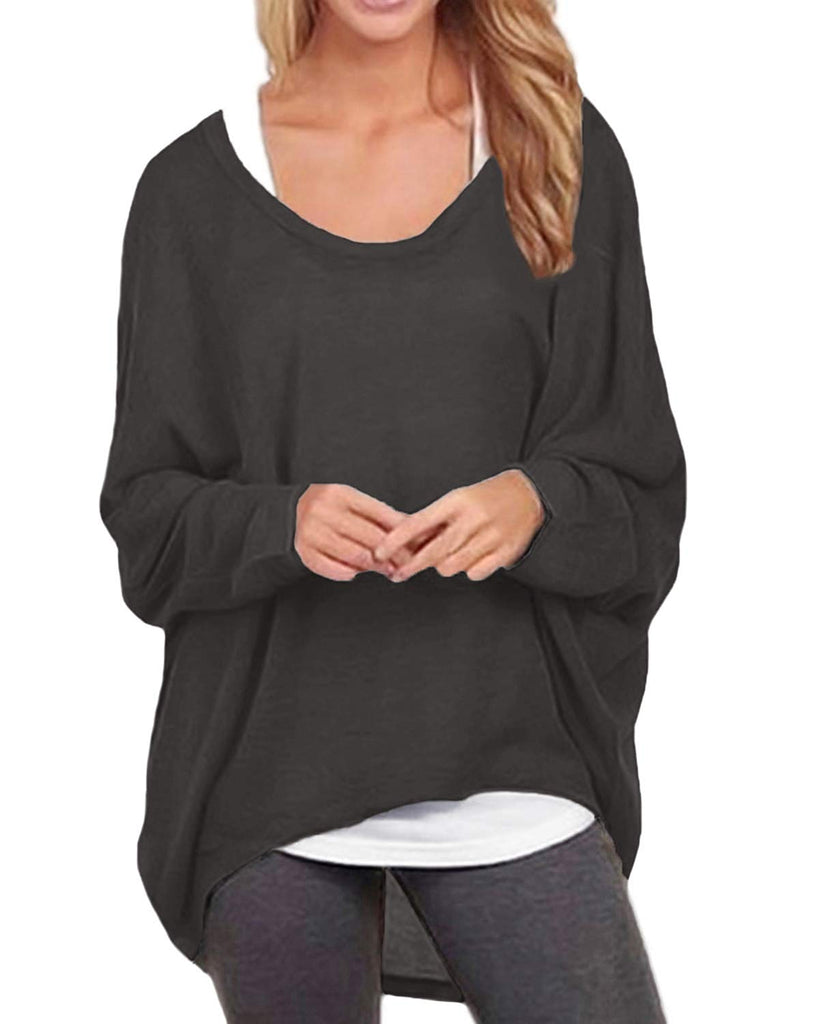 Women's Batwing Sleeve Off Shoulder Loose Oversized Baggy Tops Sweater ...