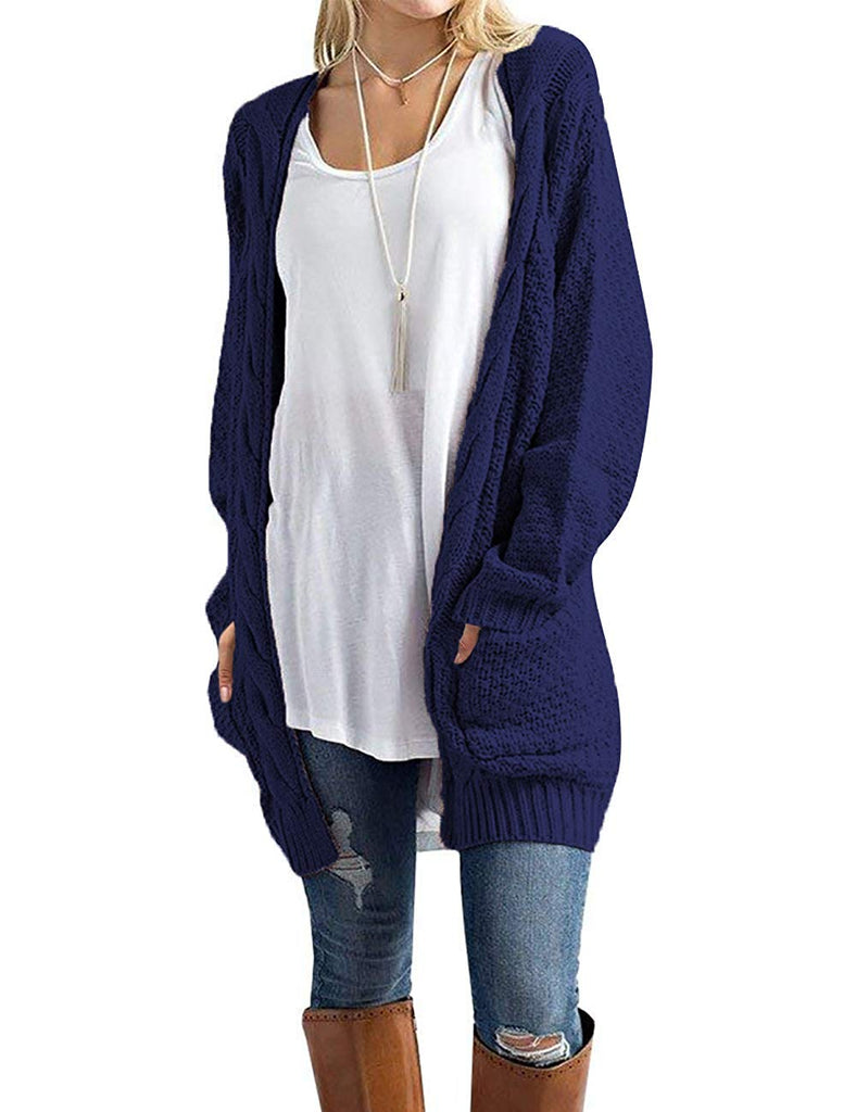 Women's Open Front Long Sleeve Boho Boyfriend Knit Chunky Cardigan Swe –  Dresscount