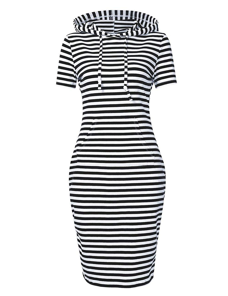 Women 3/4 Long Sleeve Stripe Pocket Knee Length Slim Sweatshirt Casual –  Dresscount