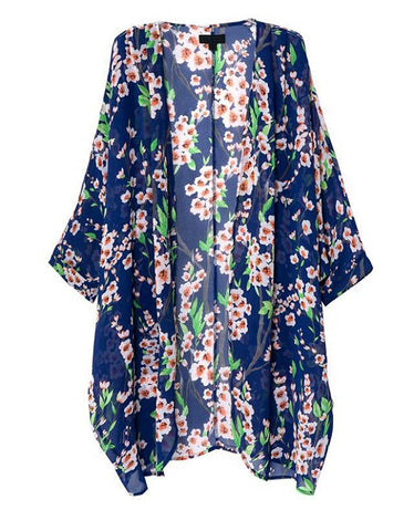 Women's Floral Print Sheer Chiffon Loose Kimono Cardigan Capes – Dresscount