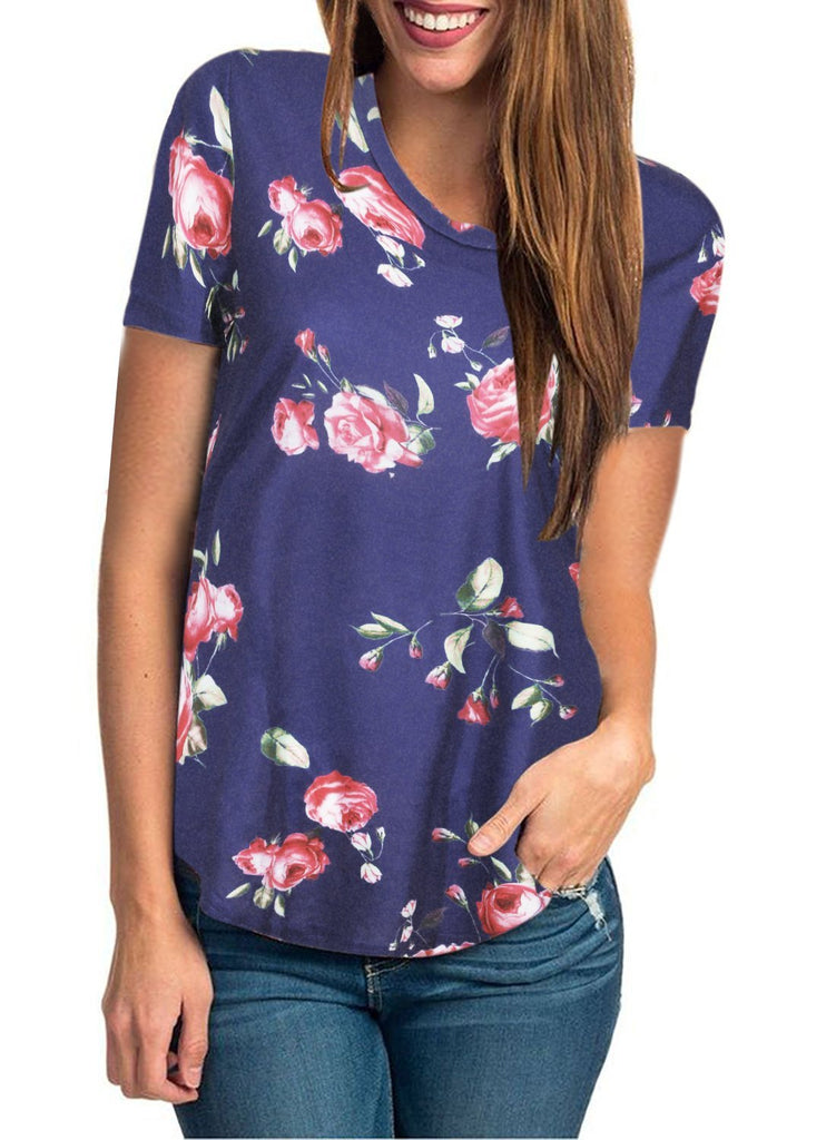 Women's Blouse 3/4 Sleeve Floral Print T-Shirt Comfy Casual Tops for W ...