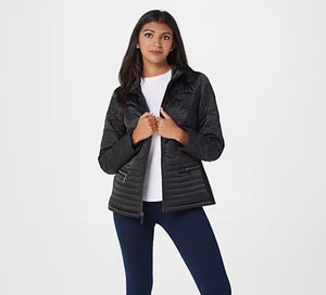 Dennis Basso Water Resistant Mixed Quilted Jacket w/ Pop Color Lining X-Small Black - chiropracticexperiences