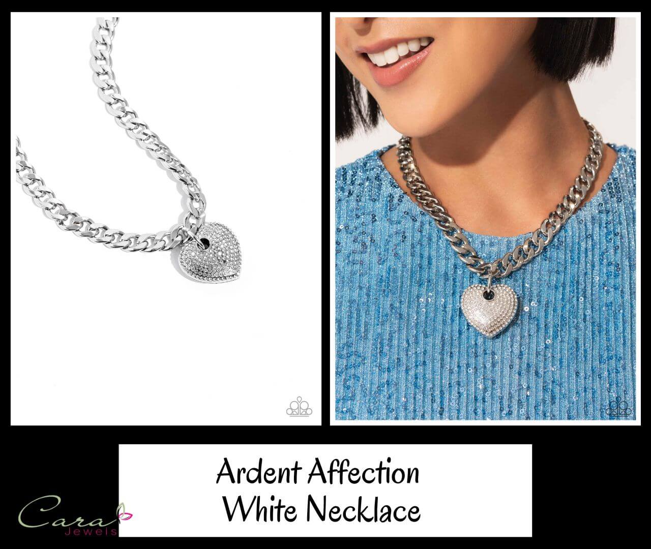 Paparazzi Ardent Affection White Heart Necklace on CarasShop.com