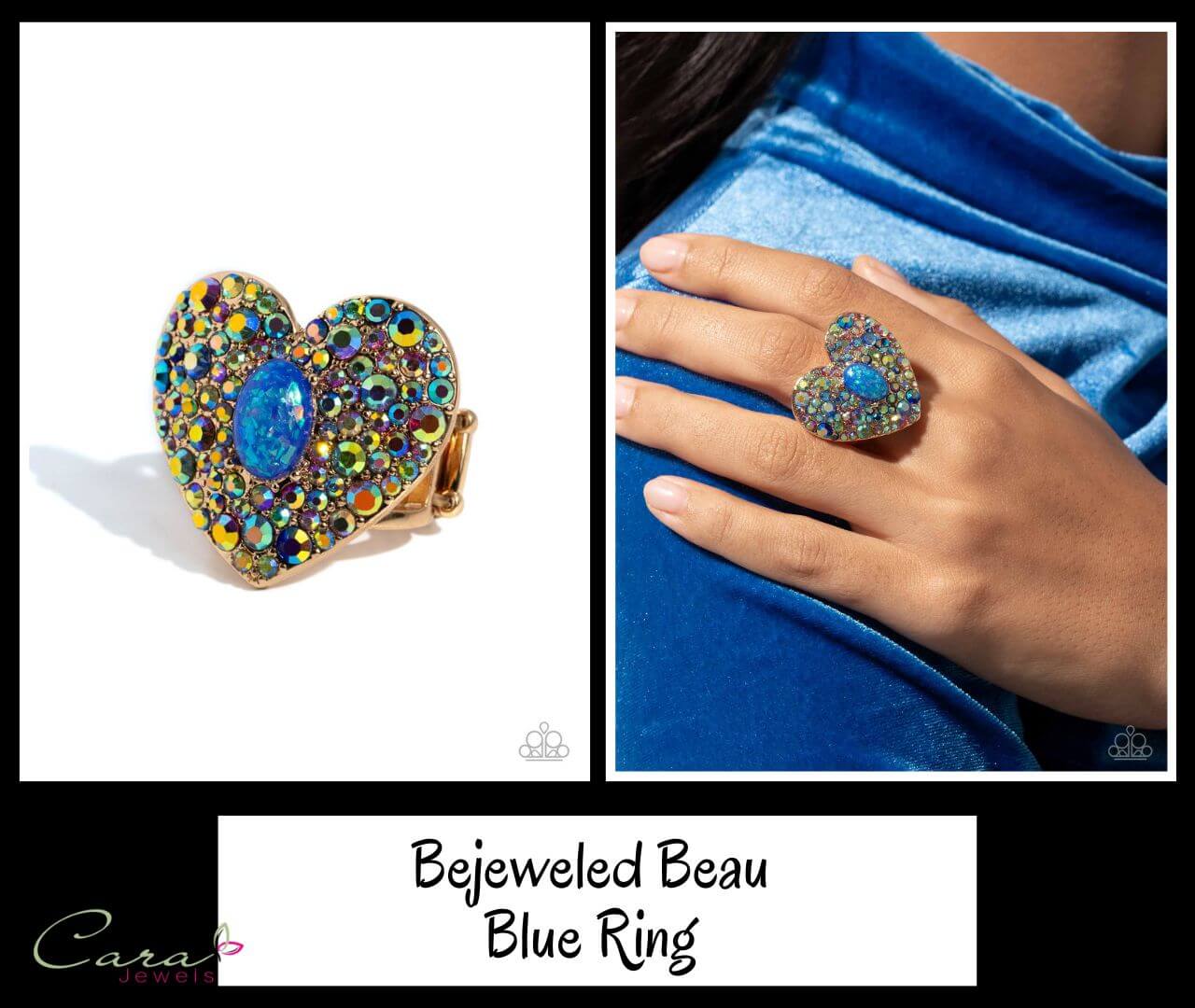 Paparazzi Bejeweled Beau Blue Heart Ring on CarasShop.com