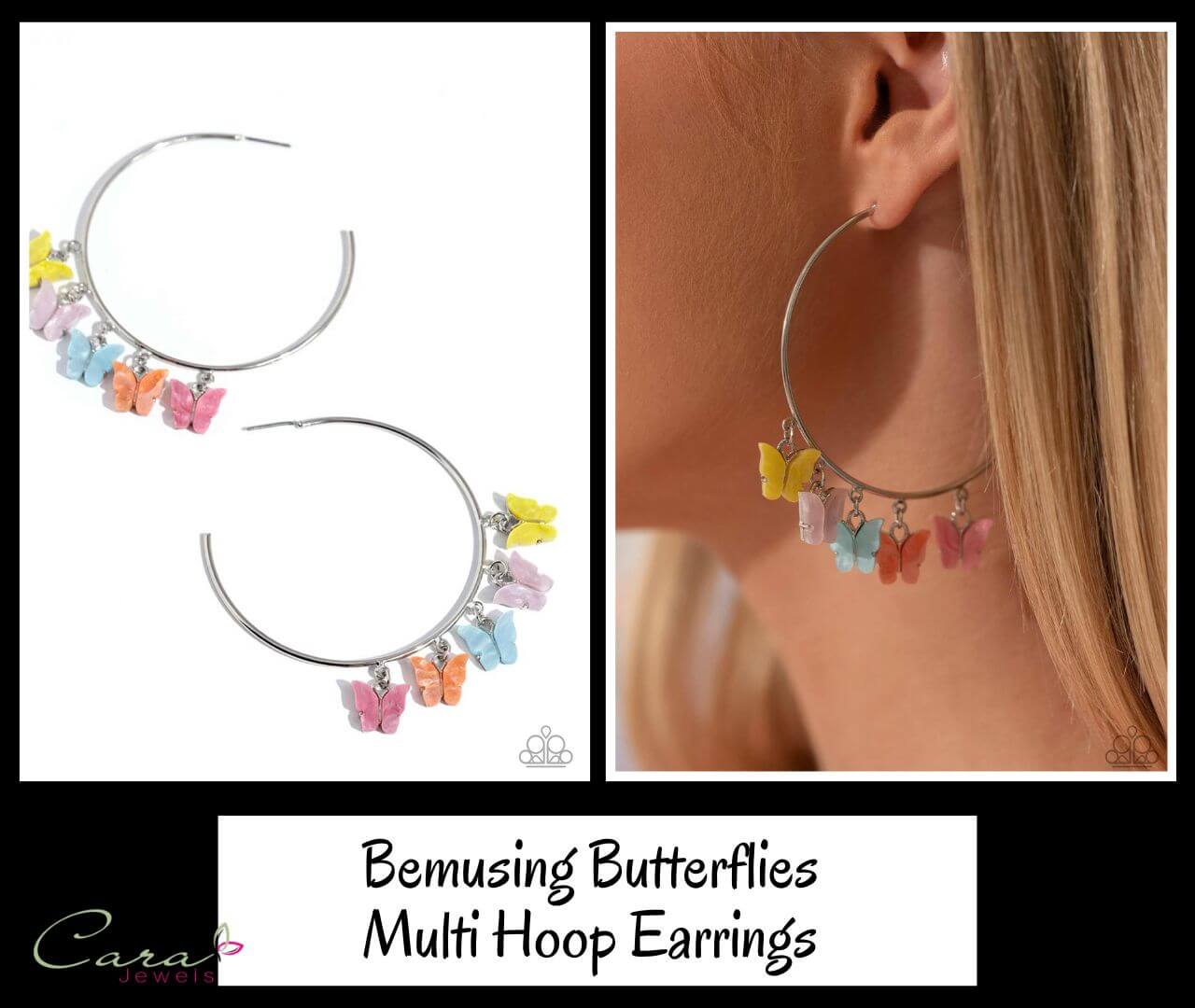 Paparazzi Bemusing Butterflies Multi Hoop Earrings on CarasShop.com