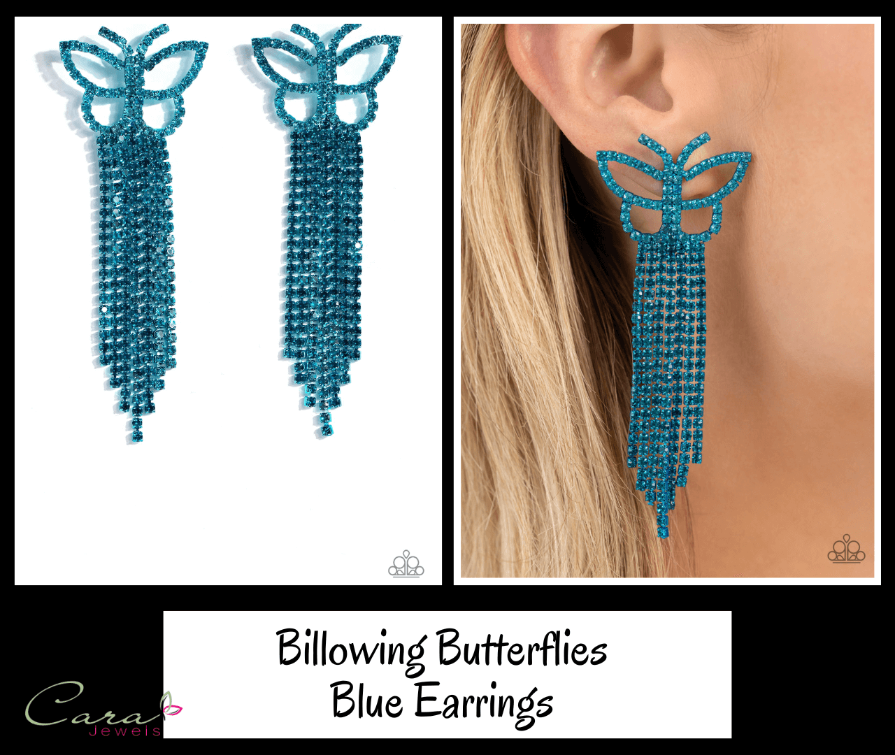 Paparazzi Billowing Butterflies Blue Earrings