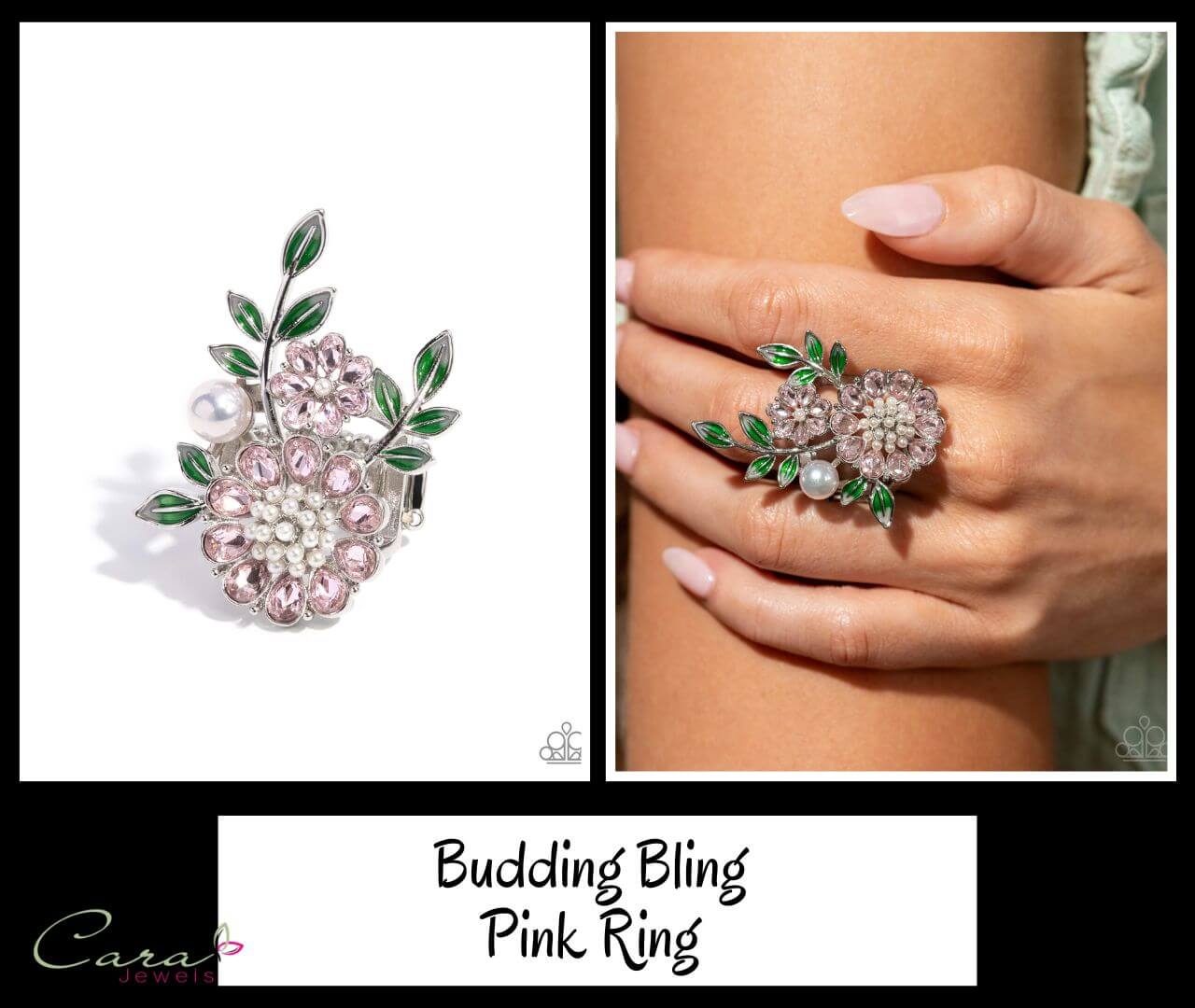 Paparazzi Budding Bling Pink Floral Ring on CarasShop.com