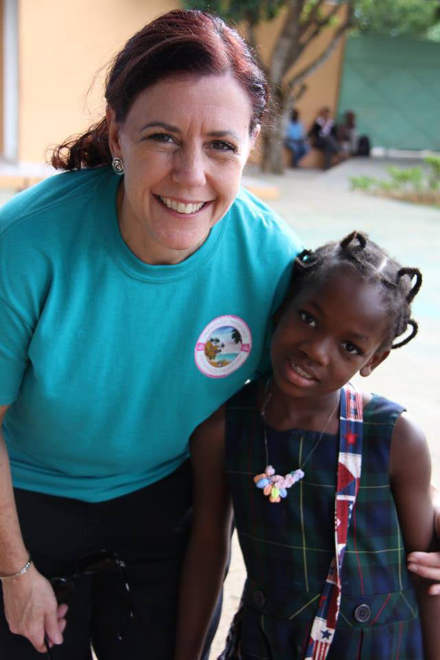 Carolyn with one of the students from the DR school