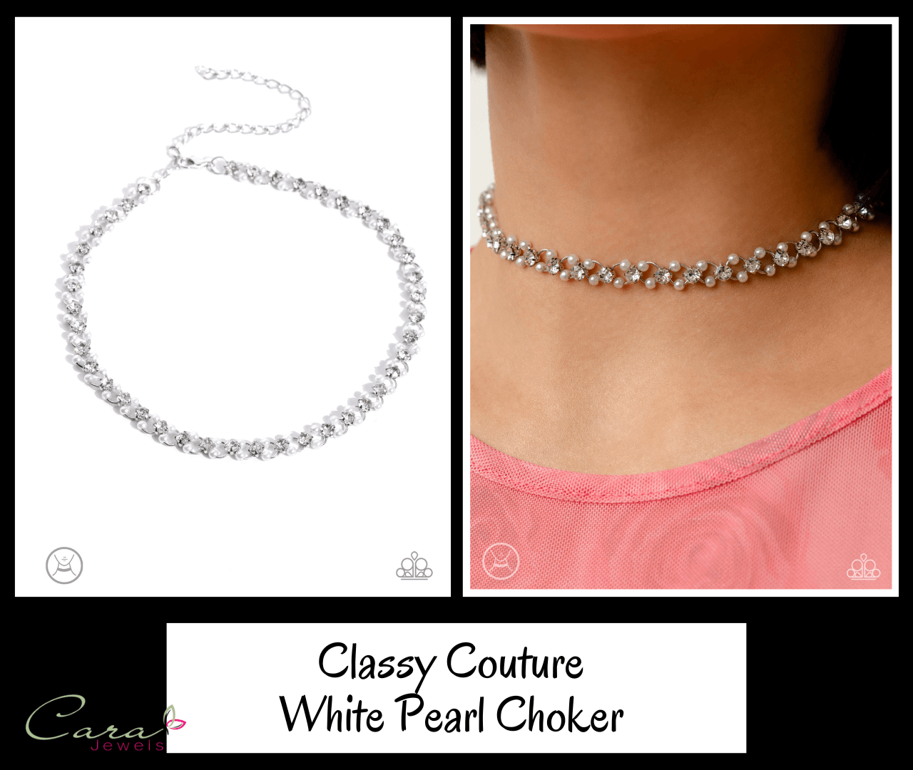 Paparazzi Classy Couture White Choker Necklace on CarasShop.com