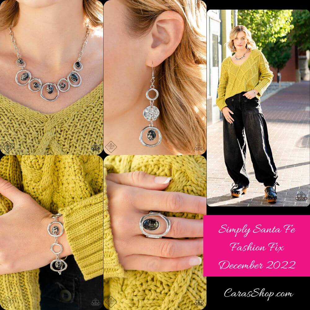 December 2022 Simply Santa Fe Fashion Fix set jewelry collage on CarasShop.com