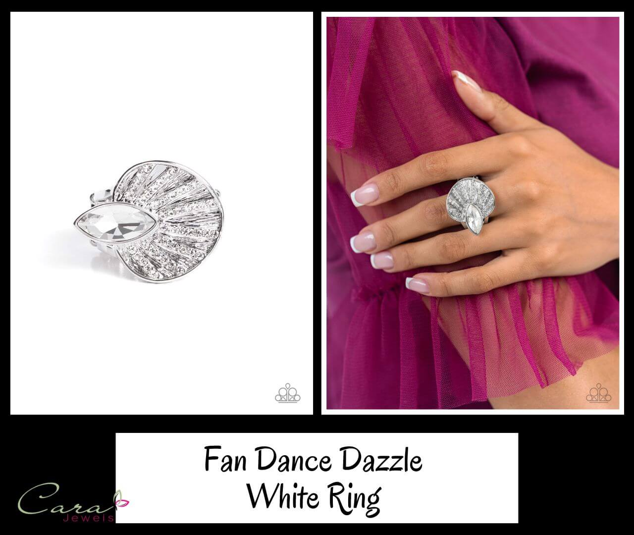 Paparazzi Fan Dance Dazzle White Ring on CarasShop.com