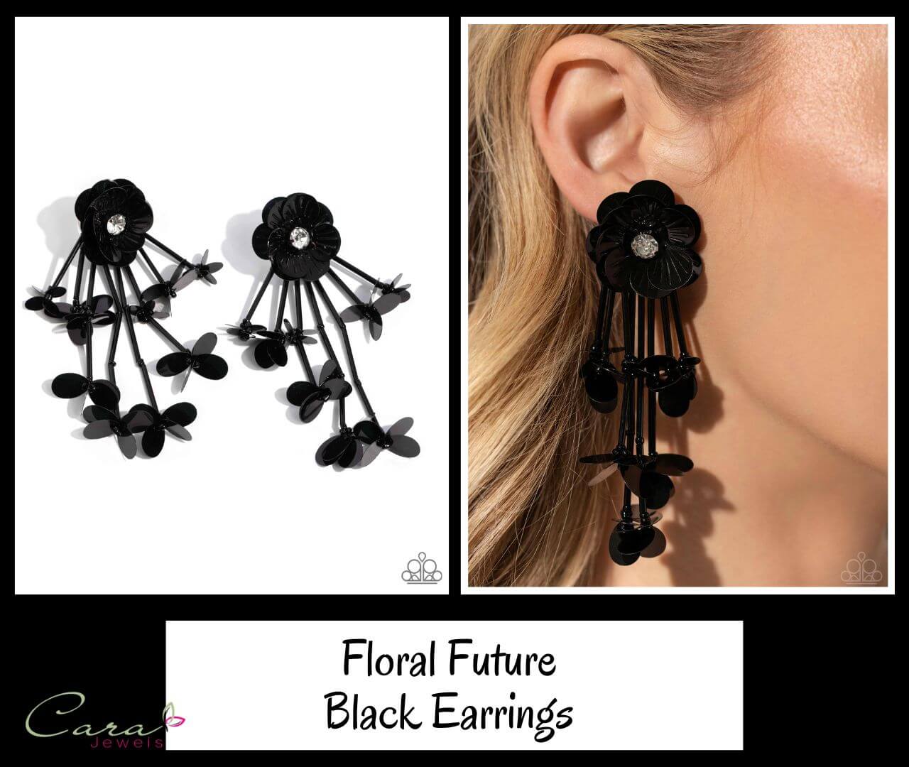 Paparazzi Floral Future Black Earrings on CarasShop.com