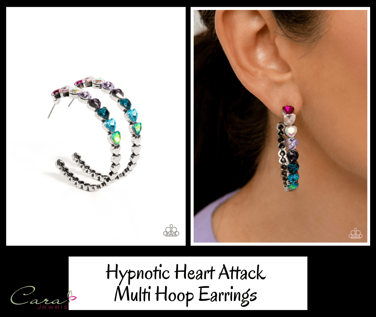 Paparazzi Hypnotic Heart Attack Multi Hoop Earrings on CarasShop