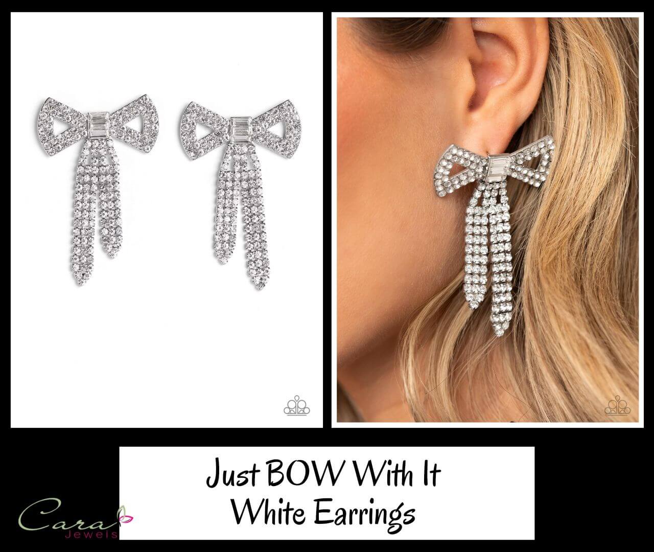 Paparazzi Just BOW With It White Earrings on CarasShop.com