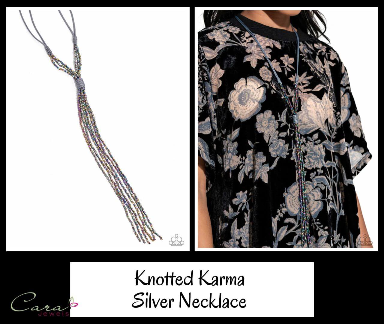 Paparazzi Knotted Karma Silver & Multi Necklace on CarasShop