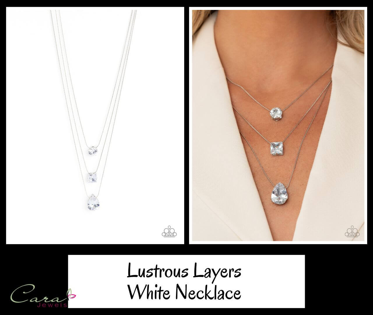 Paparazzi Lustrous Layers White Necklace on CarasShop.com