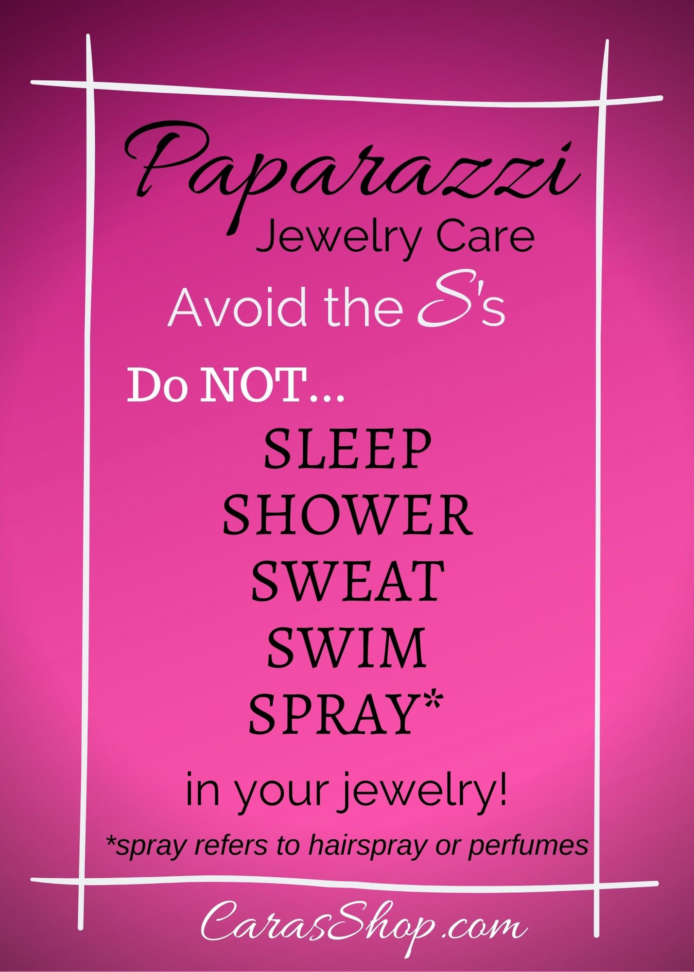 Paparazzi Accessories Jewelry Care Card - Avoid the S's - CarasShop.com