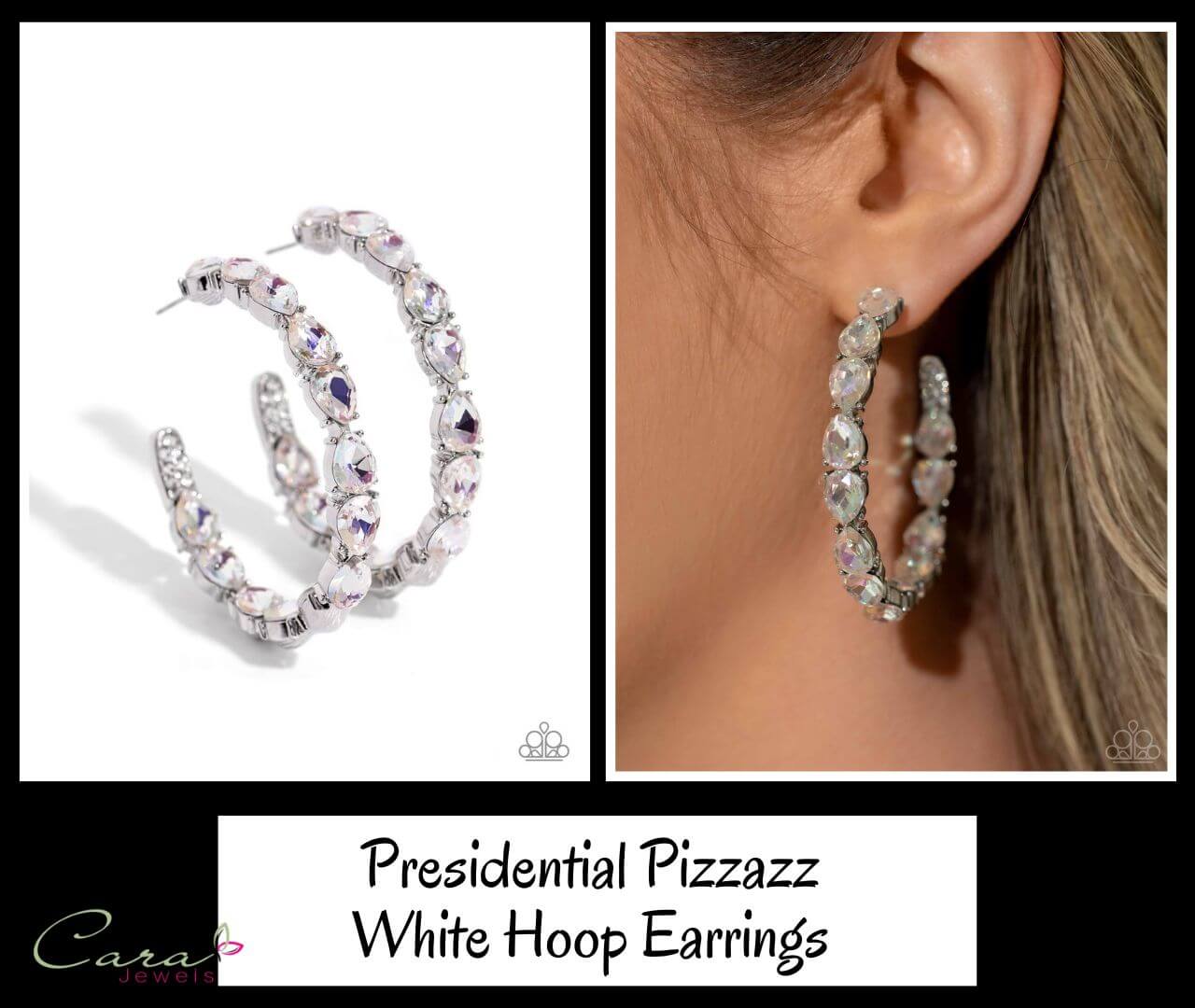 Paparazzi Presidential Pizzazz White Hoop Earrings on CarasShop.com