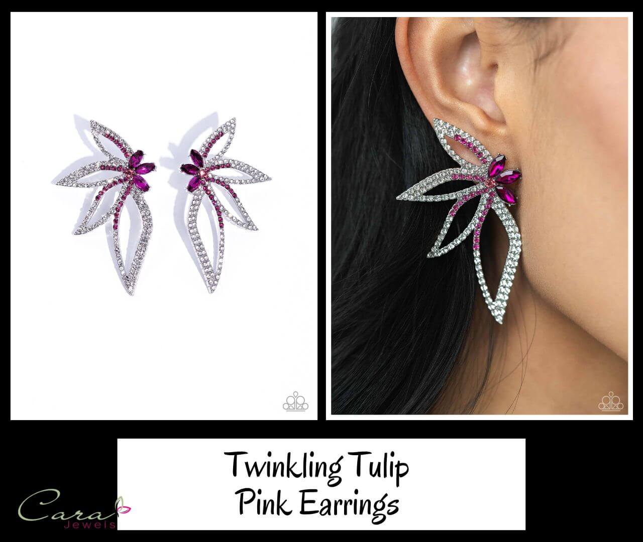 Paparazzi Twinkling Tulip Pink Floral Earrings on CarasShop.com