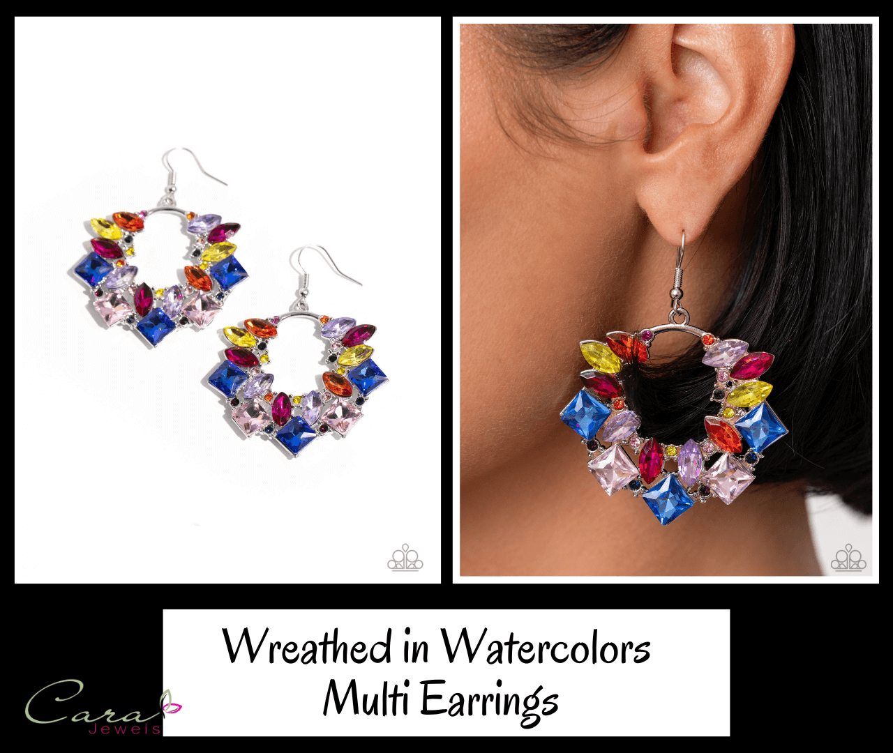 Paparazzi Wreathed in Watercolors Multi Rhinestone Earrings