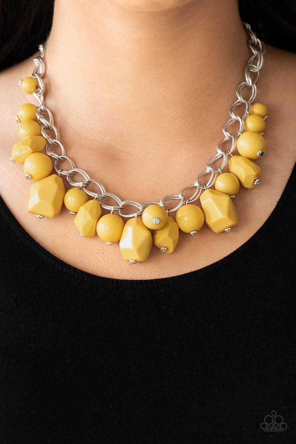 Paparazzi Gorgeously Globtrotter Yellow Necklace - CarasShop.com