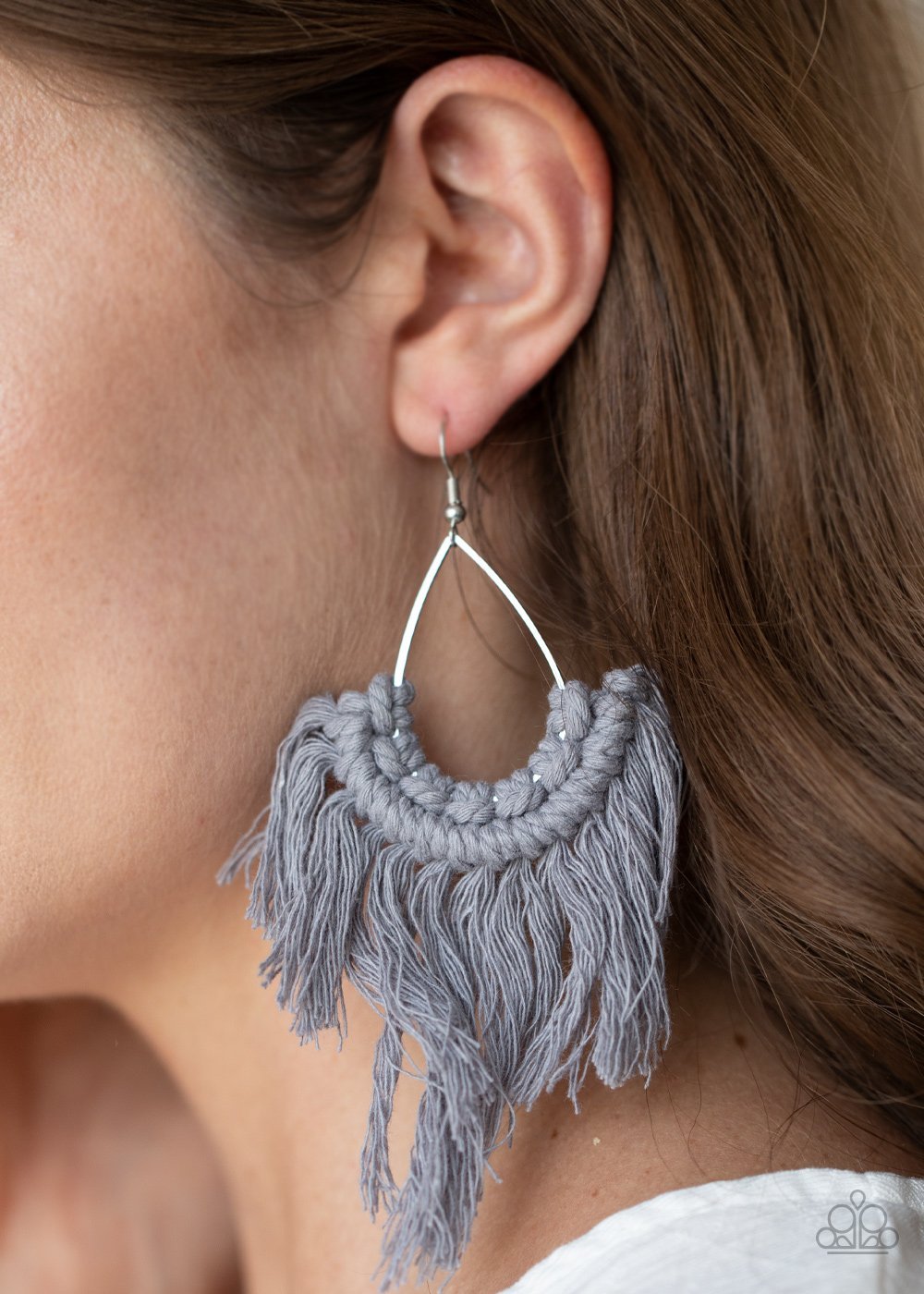 Paparazzi Wanna Piece of MACRAME Silver Earrings