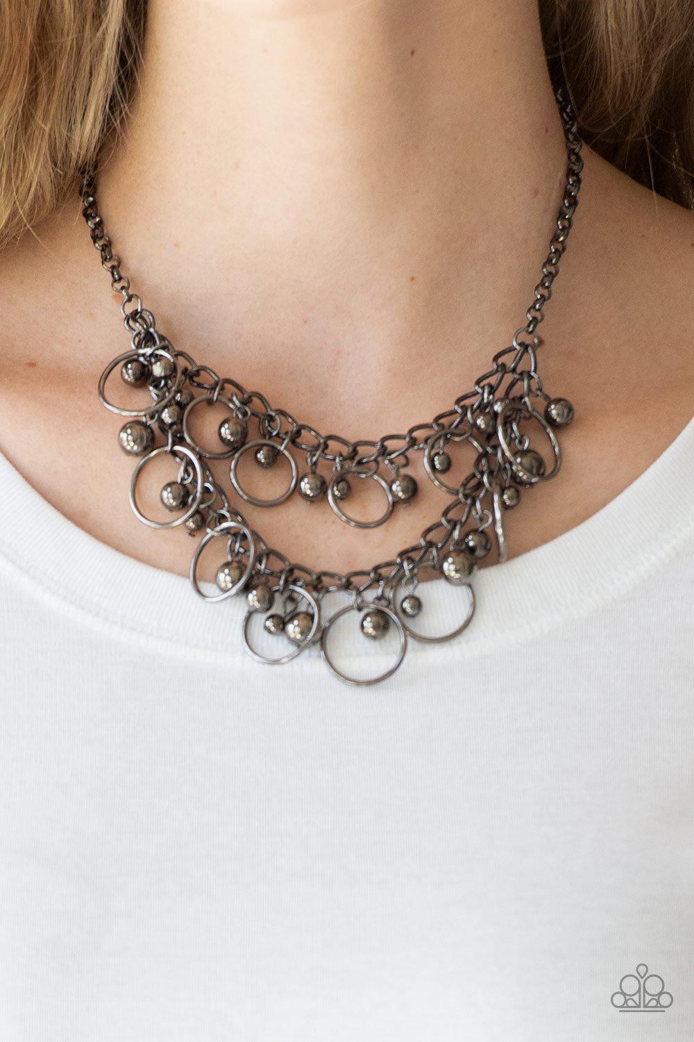 Paparazzi Accessories: What A Stunner - Black/Gunmetal Rhinestone Choker