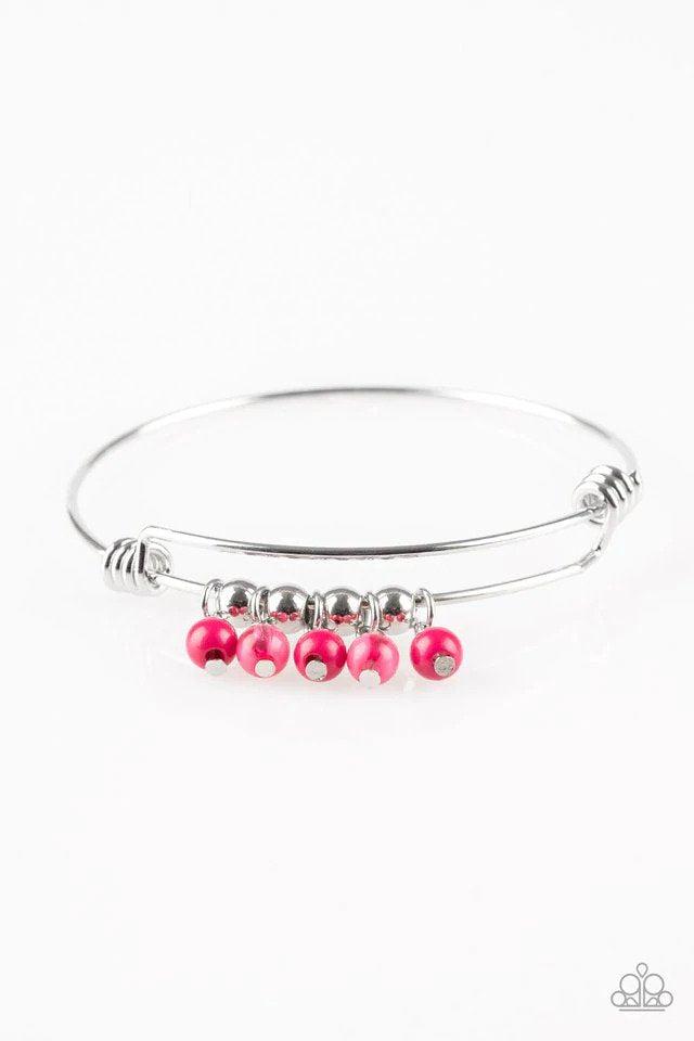 Paparazzi Bracelets - Paparazzi Treasure Charms Pink Charm Bangle Bracelet