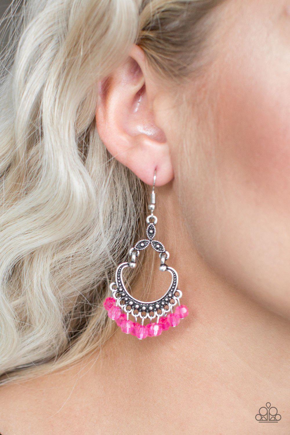 Paparazzi Accessories: Glimmering Gardens - Pink Acrylic Flower Earrings