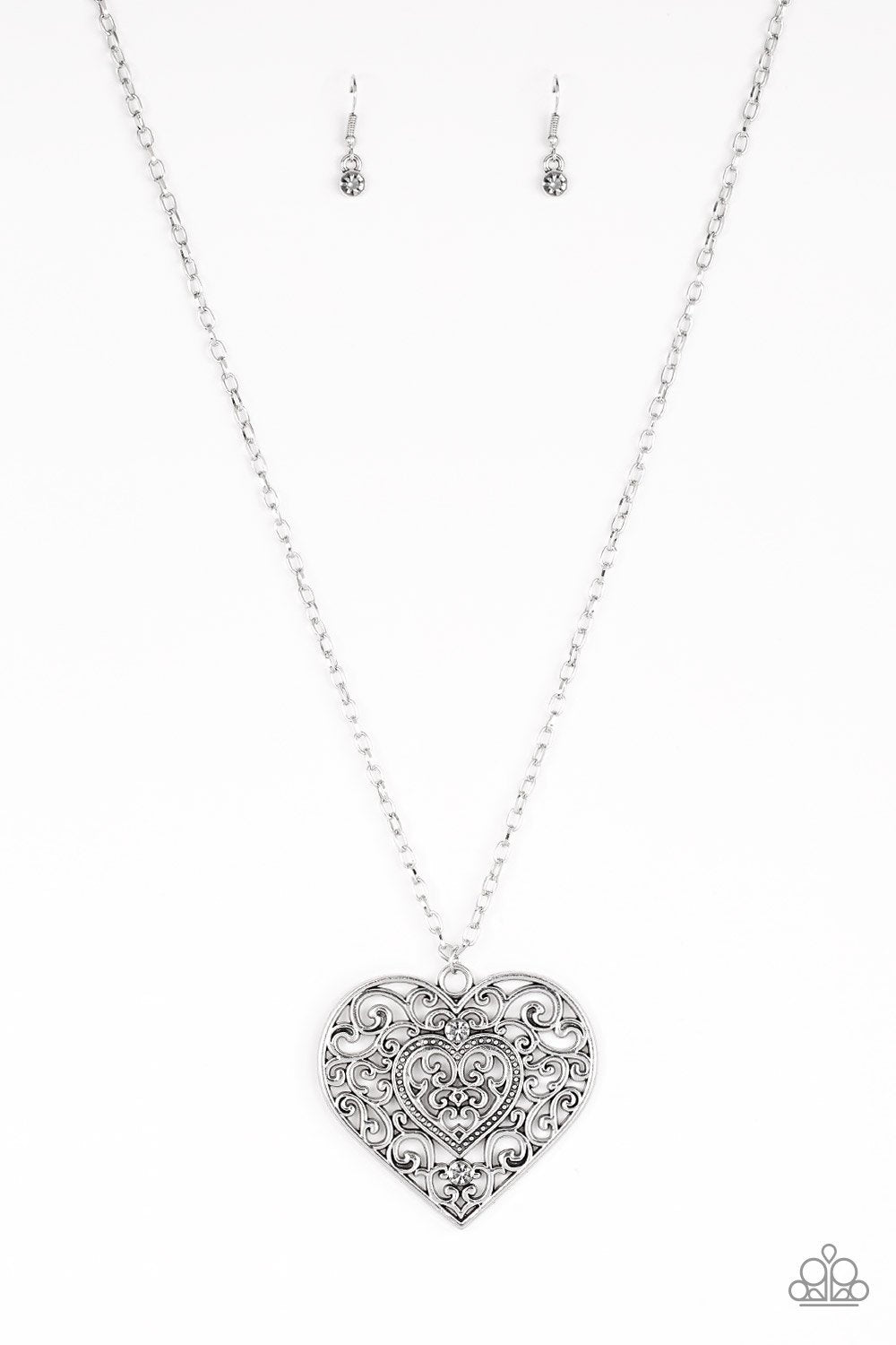 Paparazzi Classic Casanova Silver Filigree Heart Necklace