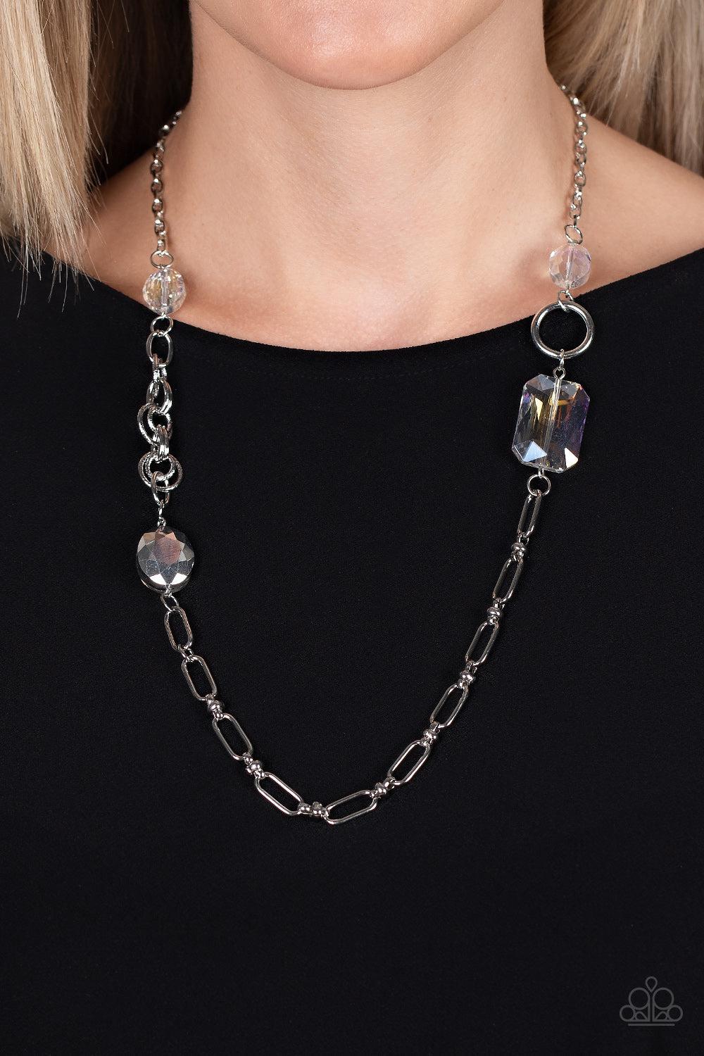 Famous and Fabulous Multi Iridescent Gem Necklace - Paparazzi Accessories-on model - CarasShop.com - $5 Jewelry by Cara Jewels