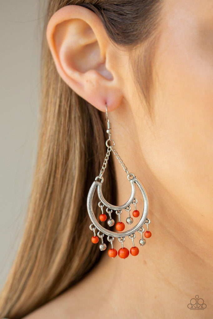 Free Spirited Spirit Orange Silver Earrings Paparazzi Accessories