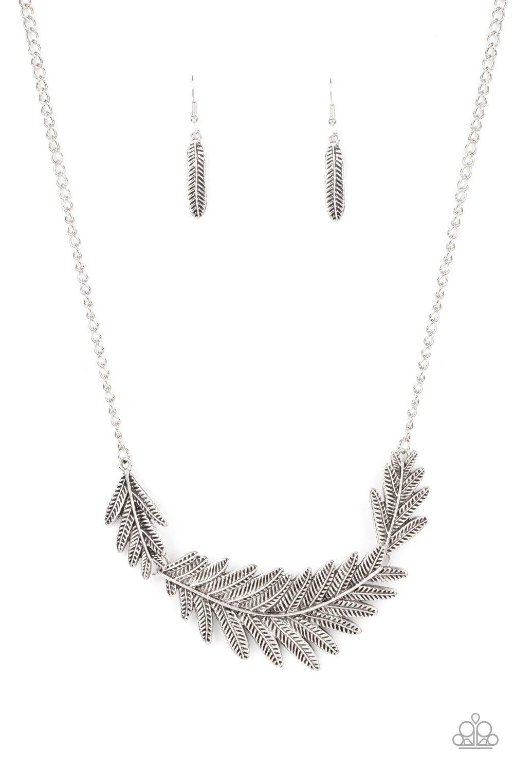 paparazzi silver feather necklace