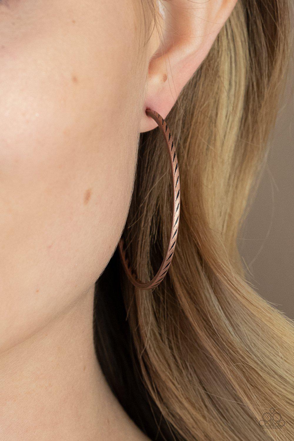 Cupid, Who? Copper Heart Post Earrings - Paparazzi Accessories