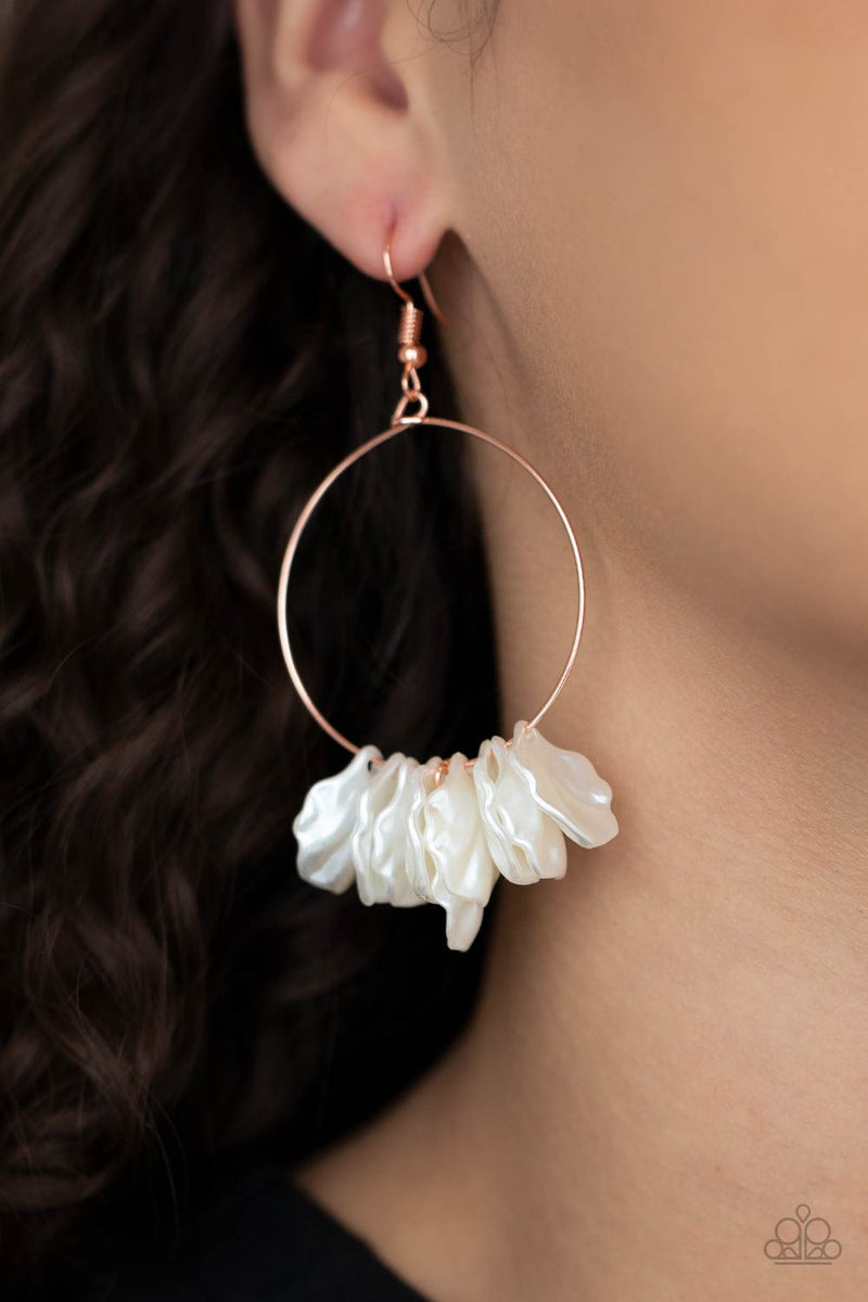 Sailboats and Seashells Copper and White Shell Earrings