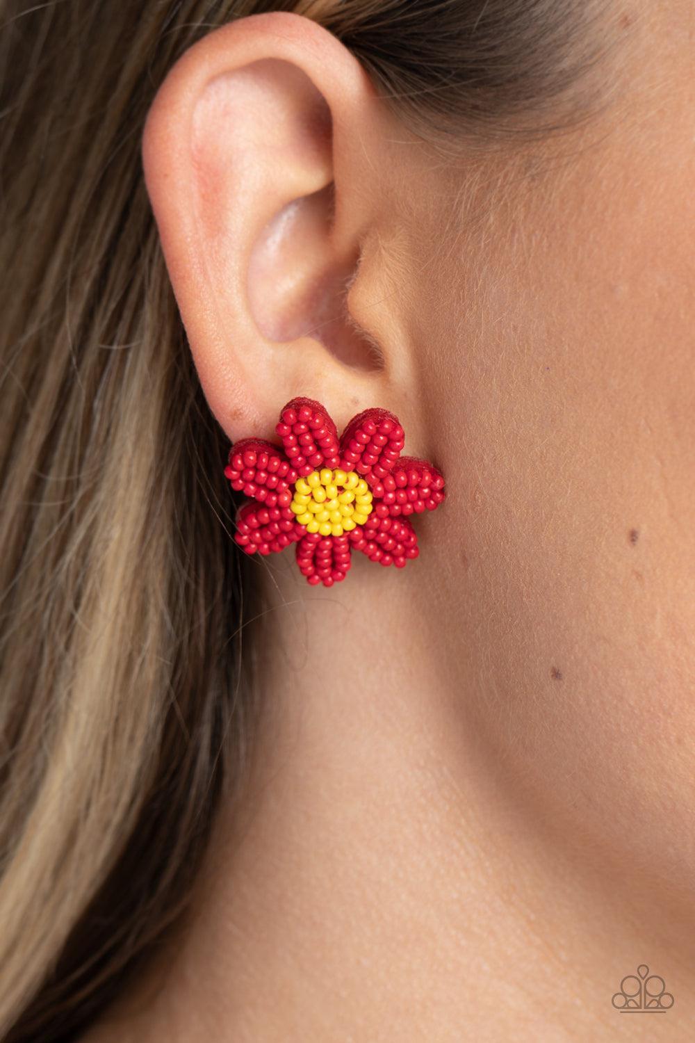 Sensational Seeds Red Daisy Earrings | CarasShop