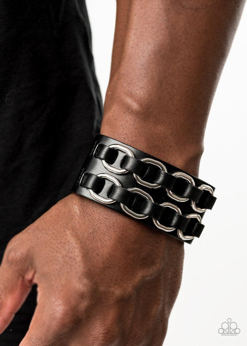 Throttle It Out Men's Black Urban Bracelet | Paparazzi Accessories