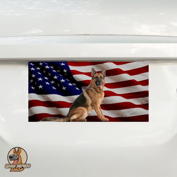 German Shepherd Dog On United States Flag License Plate Metal Sign German Shepherd Shop 