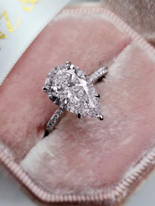 2.71 Carats Pear Shape with Pear Shape Side Stones Diamond Engagement –  Benz & Co Diamonds