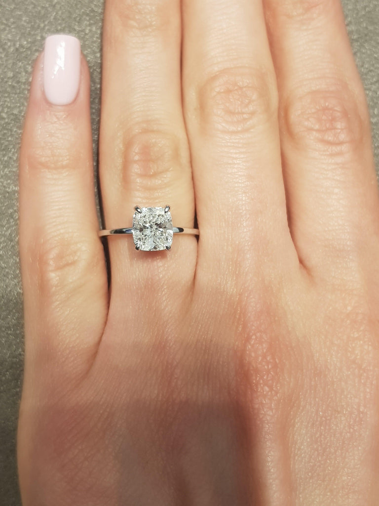 1.70 Carat Cushion Cut Hidden Halo 