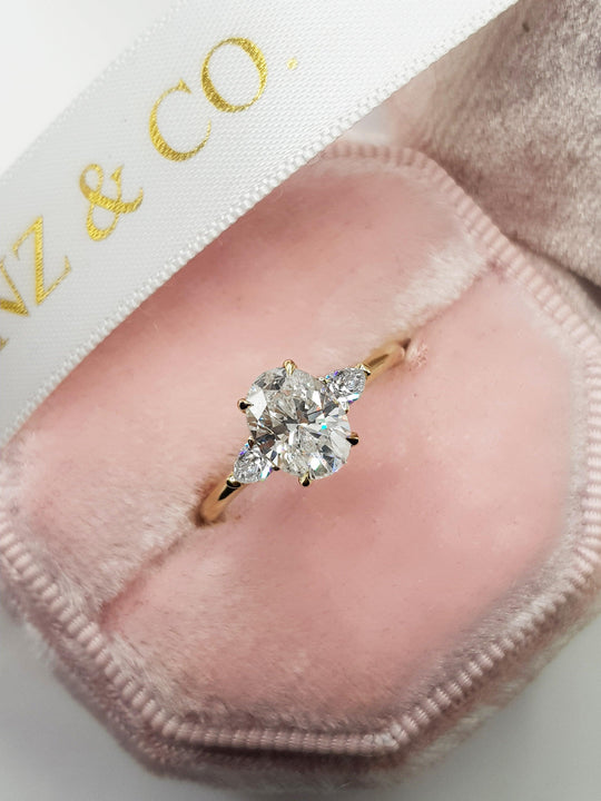 2.71 Carats Pear Shape with Pear Shape Side Stones Diamond Engagement –  Benz & Co Diamonds