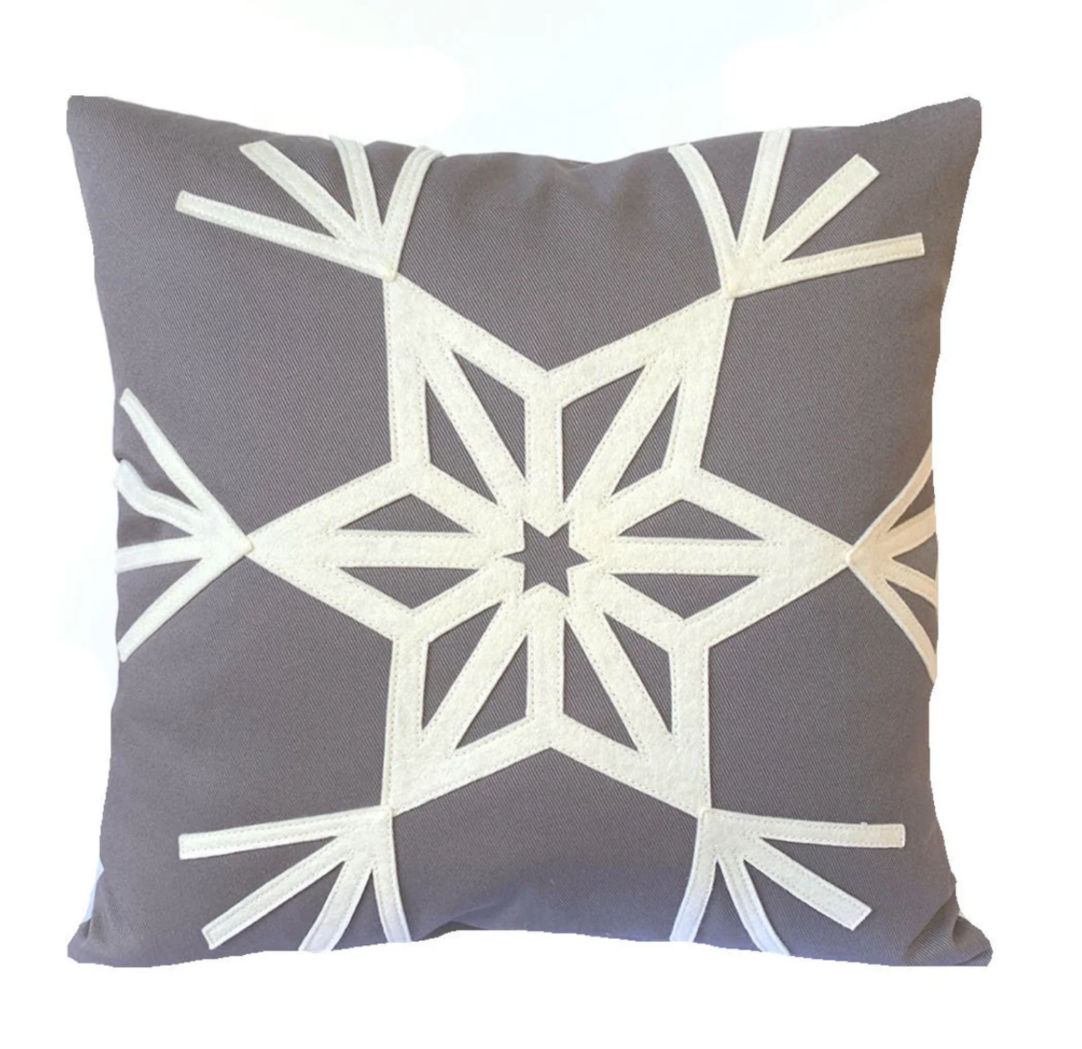 winter snowflake applique pillow