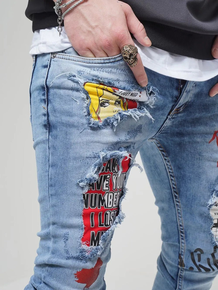 Patched Jeans - Banksy | Streetwear jeans for men